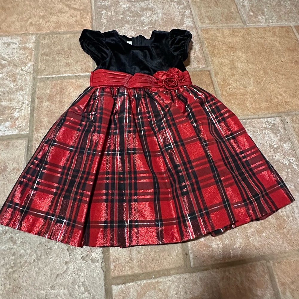 Bonnie Jean Velvet and Plaid Holiday Dress NWOT  - 3T